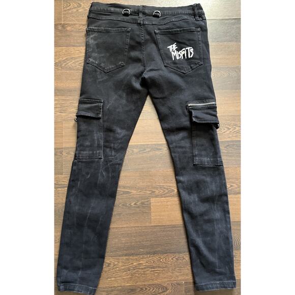NEW Hot Topic Misfits x Social Collision Jeans - 34x32- Black Patch Grunge Punk - Picture 13 of 16